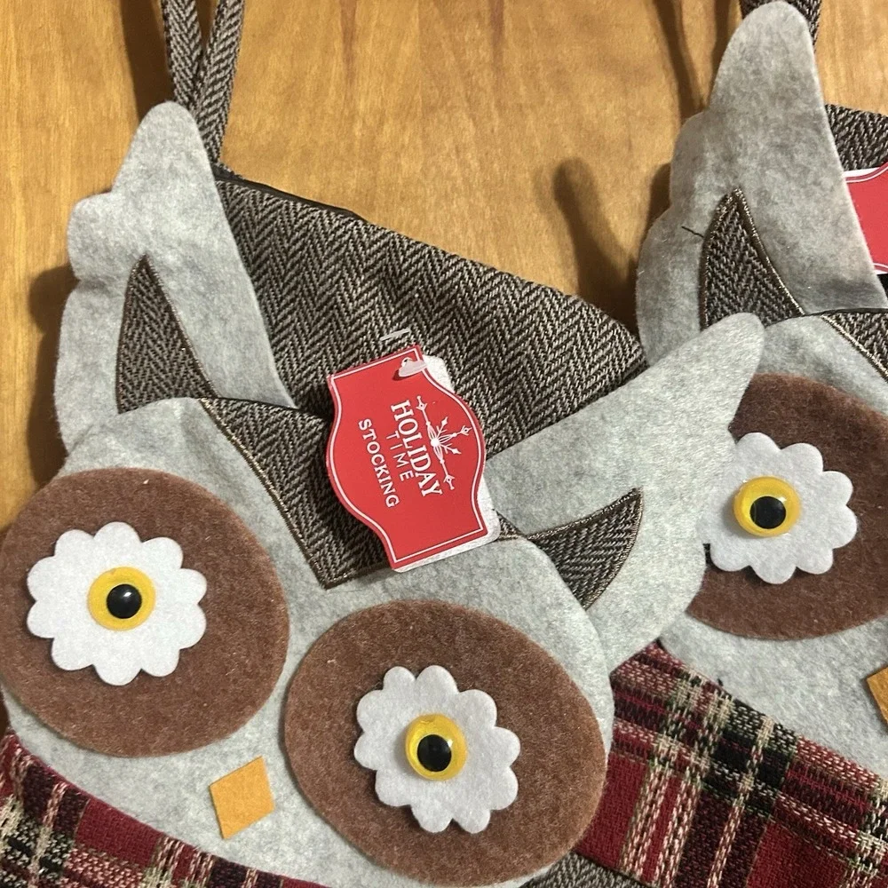 Holiday Time OWL Christmas‎ Stocking Set of 2